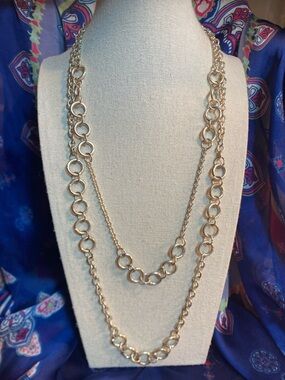 Silver Tone Layered Chain Necklace | Adjustable up to 32” | Multi-Link Statement